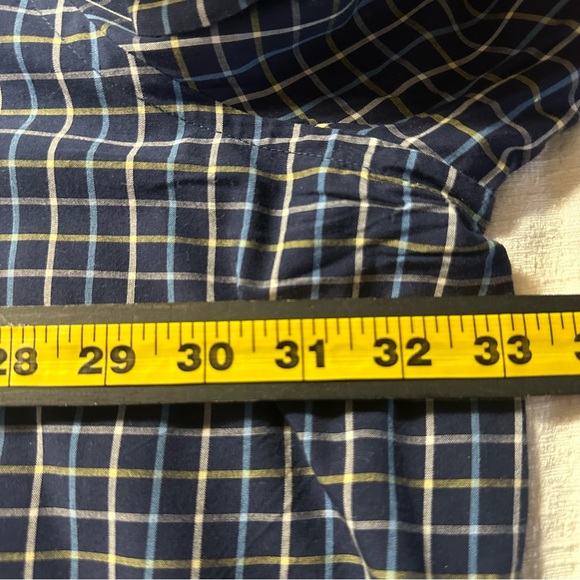 HB Harbor Bay Navy and White, Yellow Plaid  Short Sleeve Shirt 4XL - Picture 5 of 14